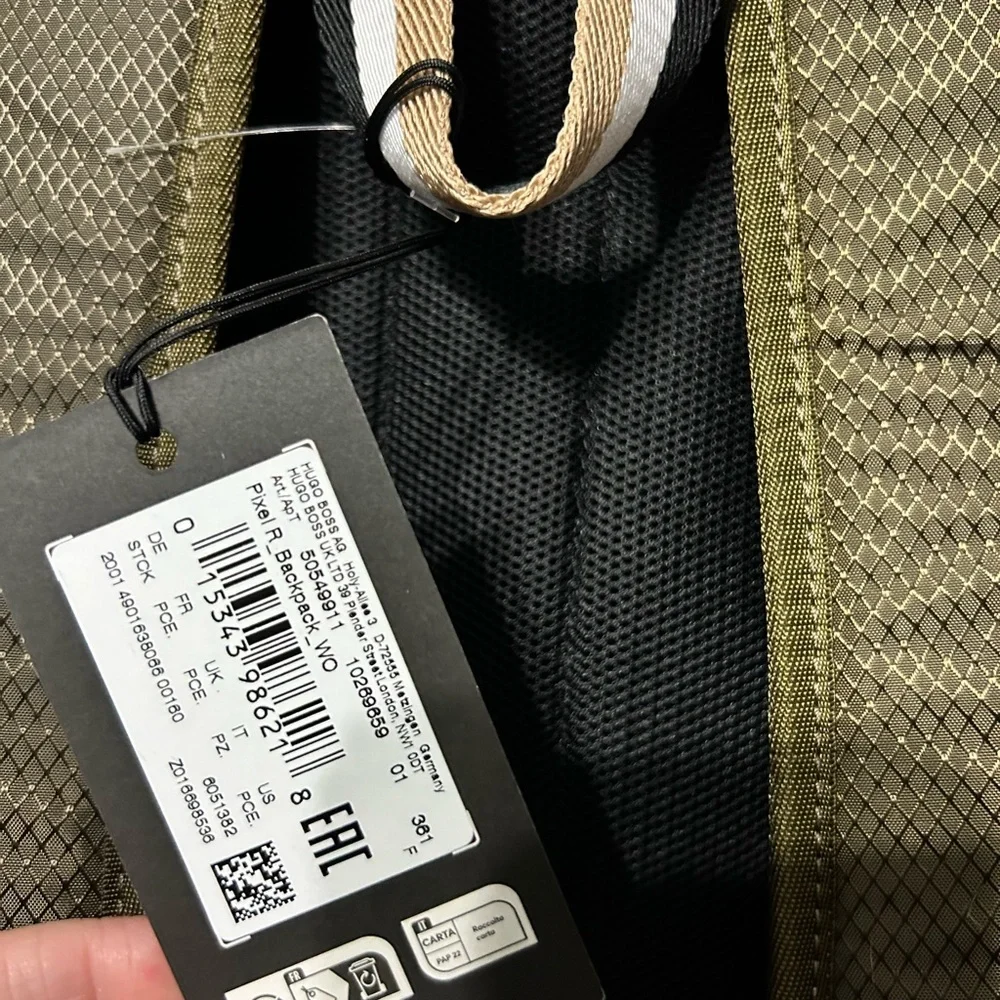 Boss Olive Green Logo Backpack with White Logo
